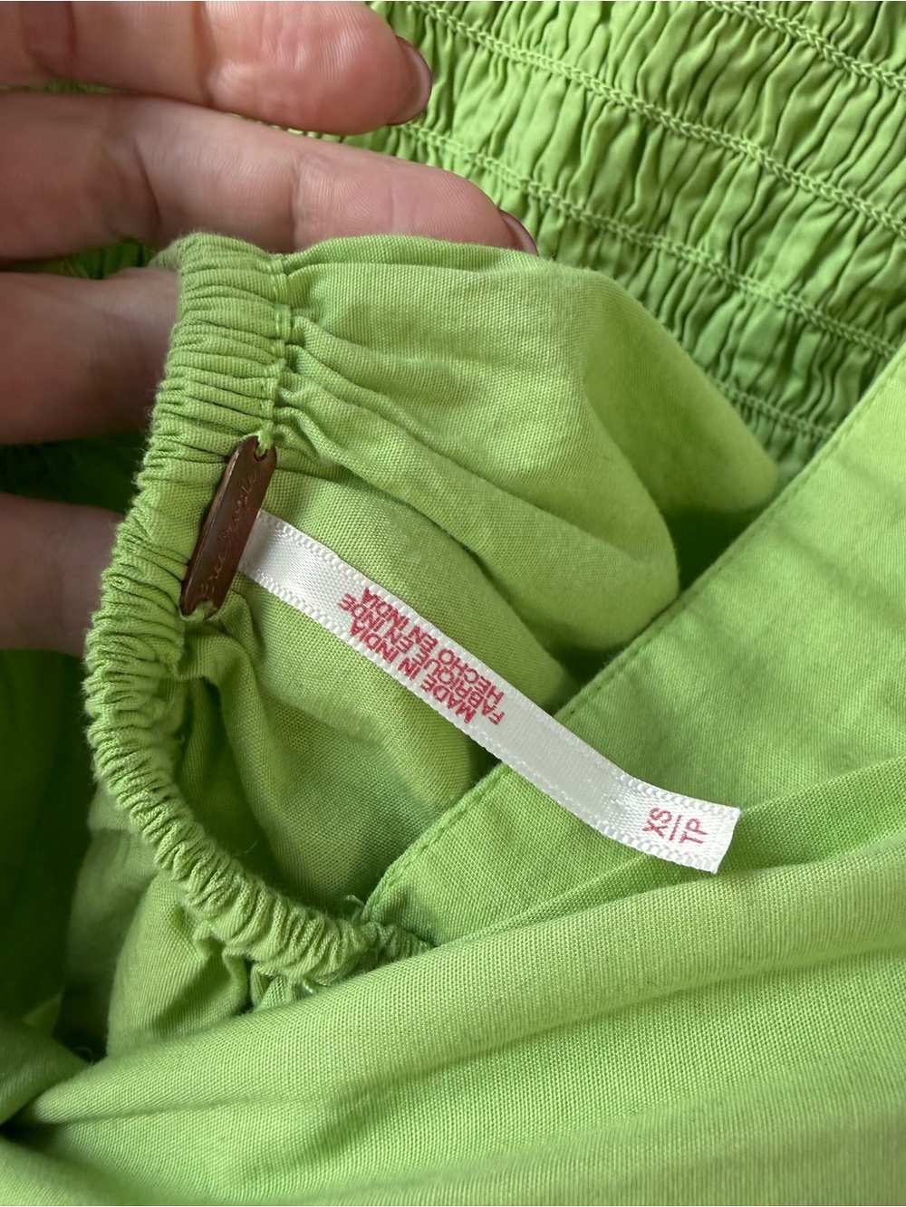 Free People Tie Back Smocked Tank Top Green XS - Picture 3 of 6